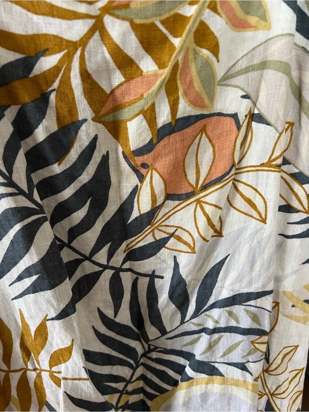 Button Front Tropical Print Tank Top 100% Linen - Picture 4 of 13